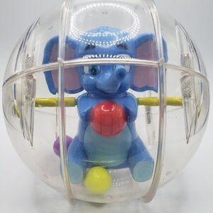 Vintage Garanimals Blue Elephant in Rolling Ball Rattle Toy Toddler Baby